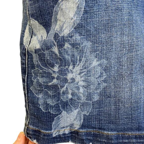 Tommy Hilfiger Vtg Y2K Denim Mini Skirt Floral Printed Stone Washed Coconut girl - Picture 6 of 16